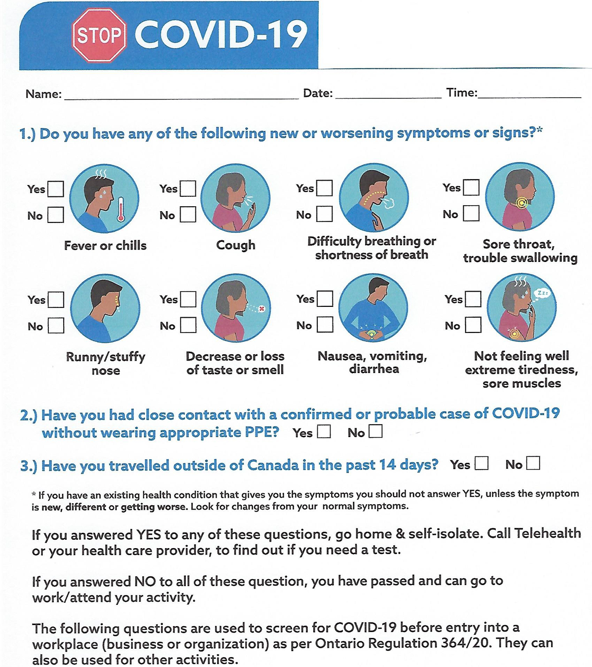 COVID 19 Screening Infographic