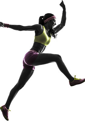 woman runner running jumping shouting silhouette